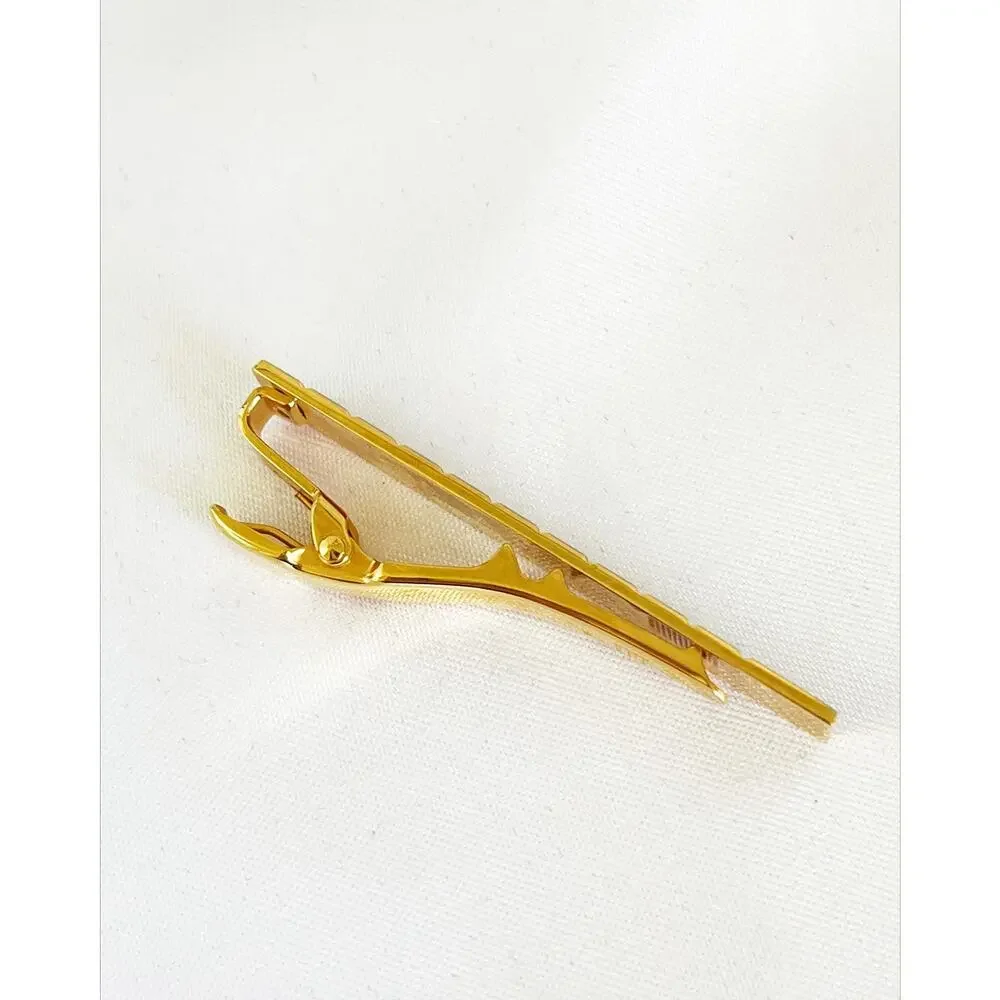 DUNHILL Vintagex Silver Gold Two Tone Lined Logo Rectangular Cufflinks 2 Tie Bar